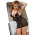 Cottelli Plus Size - camisola rendada transparente (preta) - 2XL