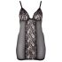 Cottelli Plus Size - camisola rendada transparente (preta) - 2XL