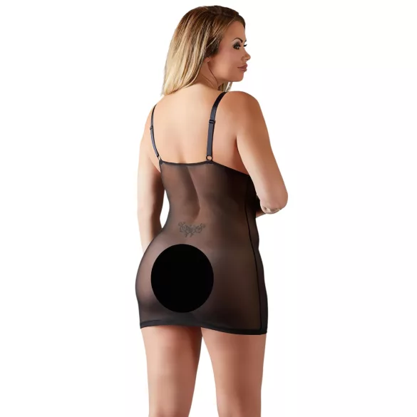 Cottelli Plus Size - camisola transparente rendada - preto - 3XL