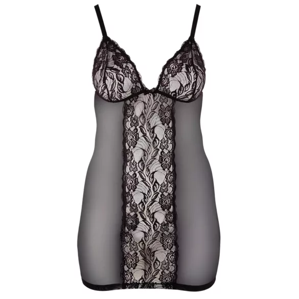 Cottelli Plus Size - camisola transparente rendada - preto - 3XL
