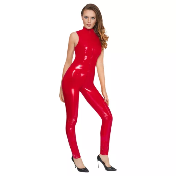 Black Level - macacão vinil zíper sem mangas - vermelho