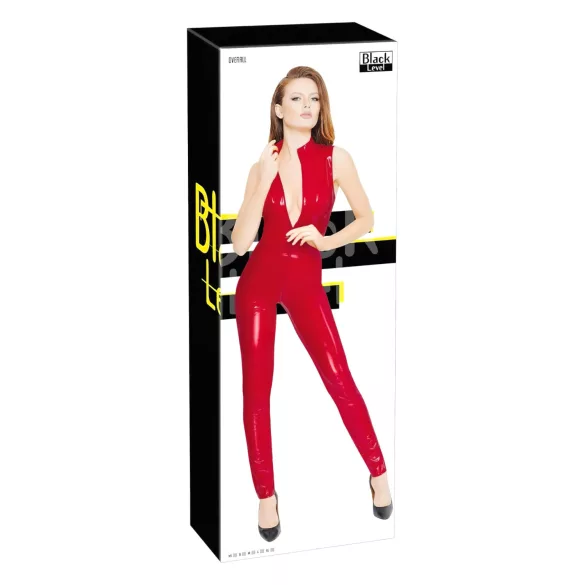 Black Level - macacão vinil zíper sem mangas - vermelho - M
