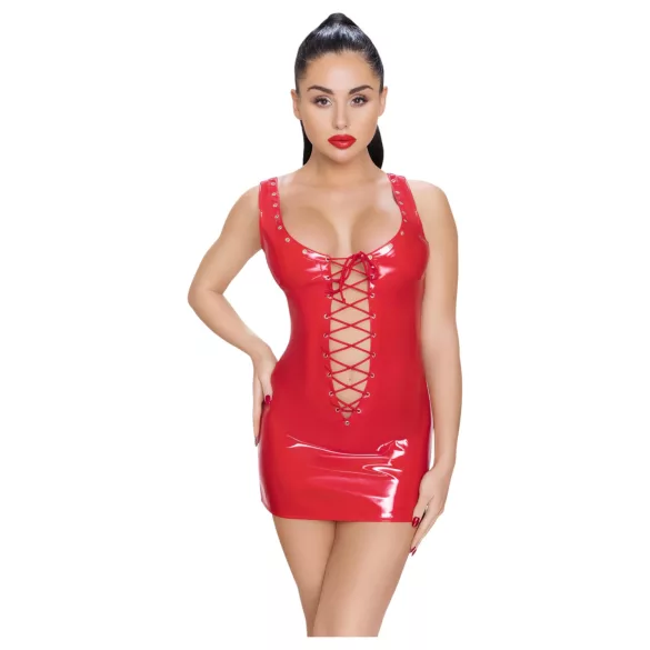 Black Level - vestido mini vinil com amarração frontal - vermelho