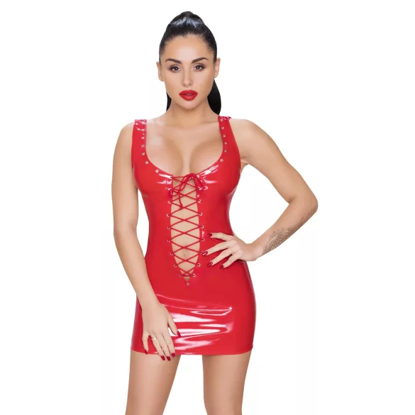 Black Level - vestido mini vinil com amarração frontal - vermelho