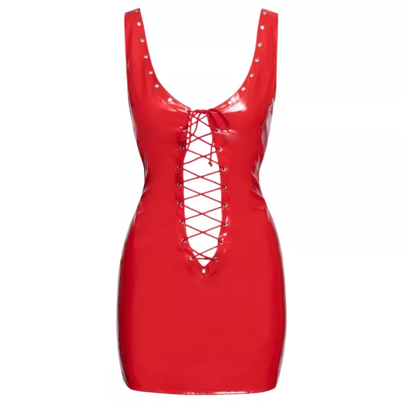 Black Level - vestido mini vinil com amarração frontal - vermelho