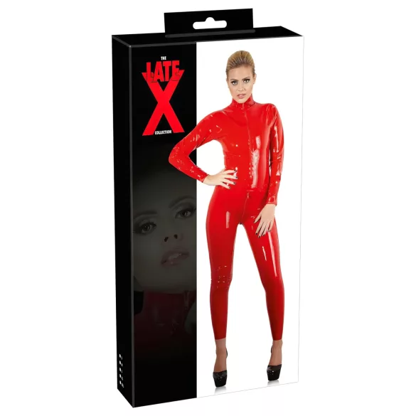 LATEX - macacão feminino manga longa - látex vermelho