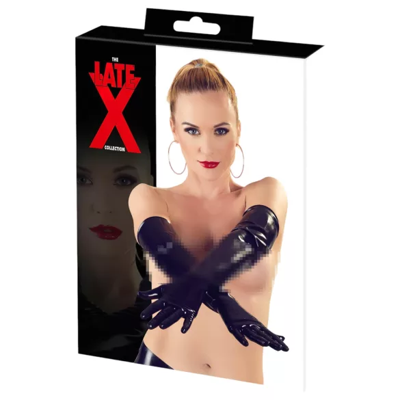 LATEX - luva longa unissex - látex preto - XL