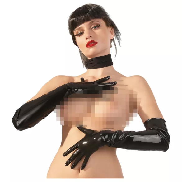 LATEX - luva longa unissex - látex preto - XL