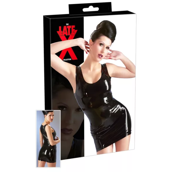 LATEX - vestido mini sem mangas - látex preto - XL
