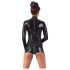 LATEX - Macacão Curto Aberto de Manga Longa (Preto)