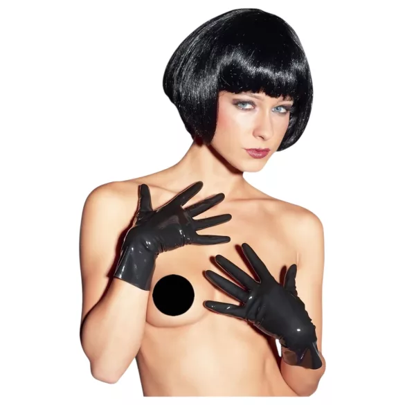 LATEX - luva curta unissex - látex preto - L