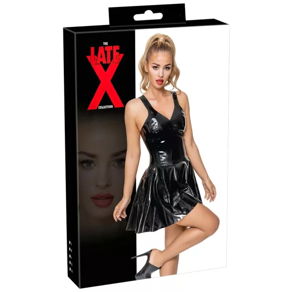 LATEX - vestido mini com saia franzida (preto) - XL