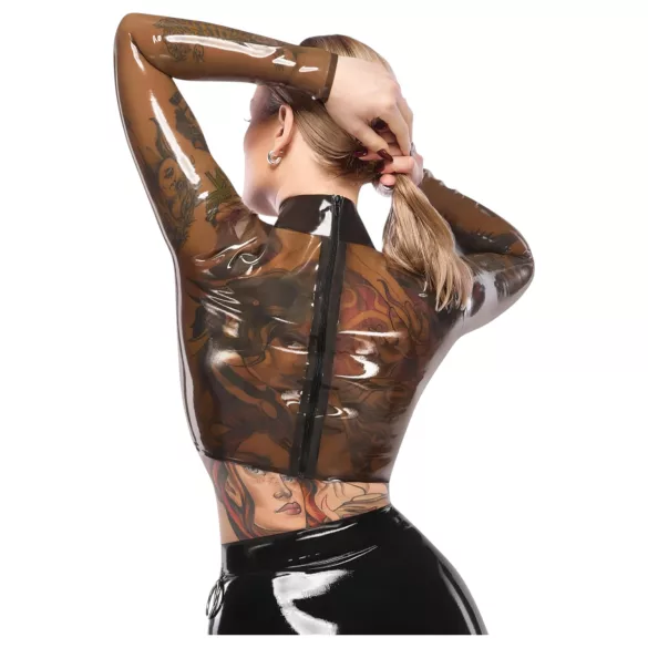 LATEX - blusa em látex transparente - preto - M