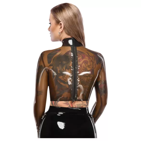 LATEX - blusa em látex transparente - preto - M