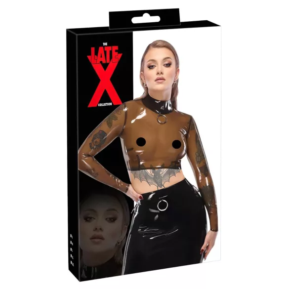 LATEX - blusa em látex transparente - preto - M