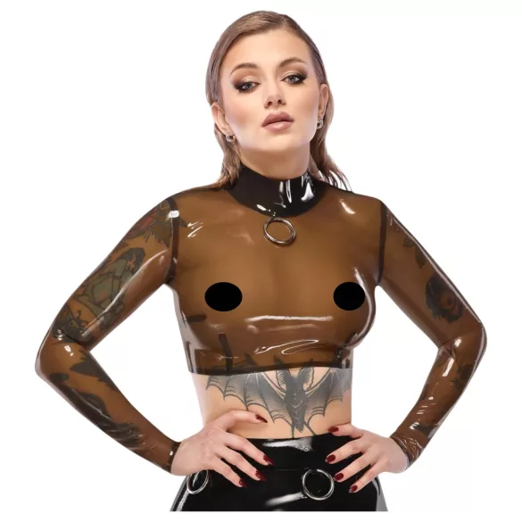 LATEX - blusa em látex transparente - preto - M