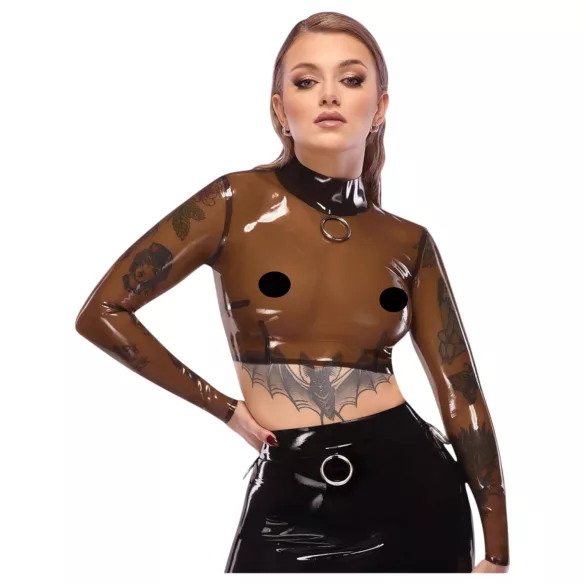 LATEX - blusa em látex transparente - preto - L