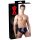 LATEX - Plug Anal Masculino com Dildo Interno Cônico (preto) - M
