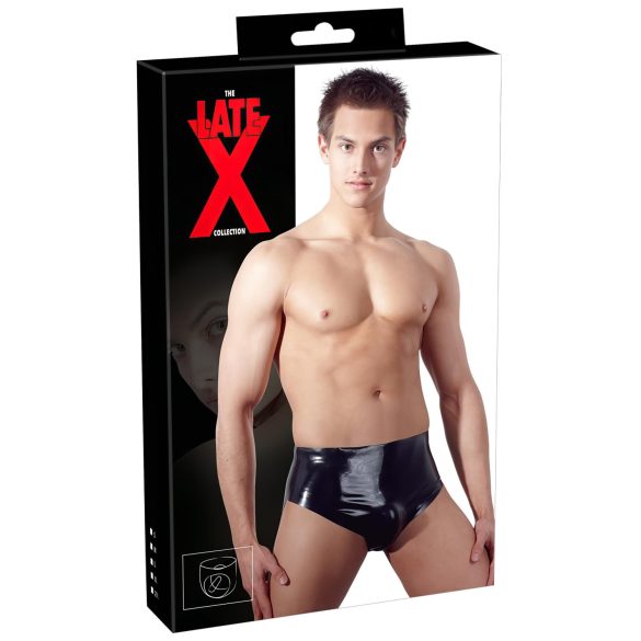 LATEX - Plug Anal Masculino com Dildo Interno Cônico (preto) - M