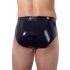 LATEX - Plug Anal Masculino com Dildo Interno Cônico (preto) - M