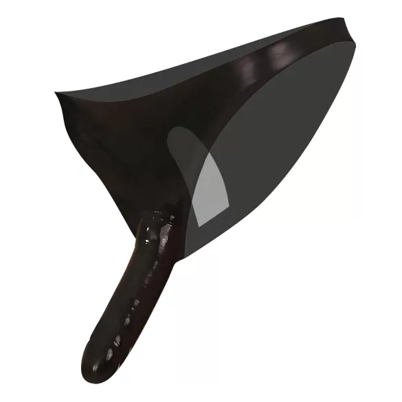 Latex - calcinha com dildo duplo interno e externo - preto (S-L)