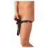 LATEX - cueca com dildo interno e externo - preto (S-L)