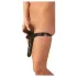 Latex - calcinha com dildo duplo interno e externo - preto (S-L)