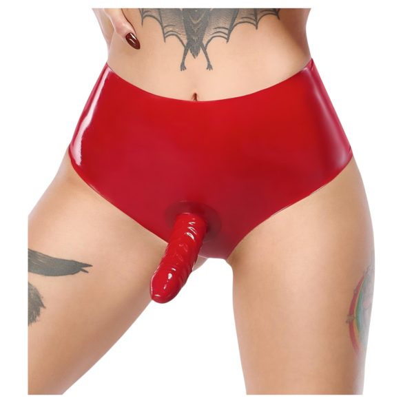 LATEX - Cinturão com dildo realista (vermelho)