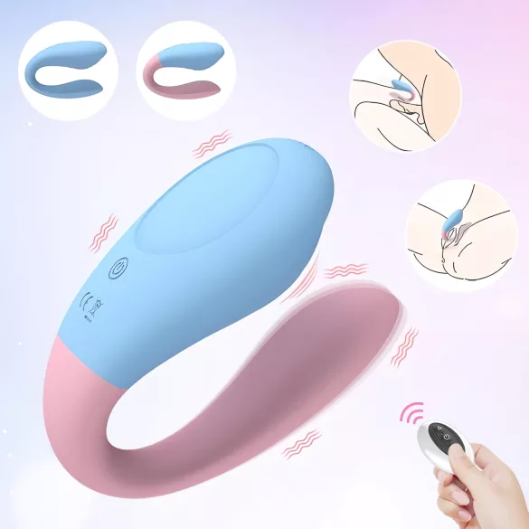 Mrow 03 - vibrador casal recarregável à prova d'água - azul/rosa