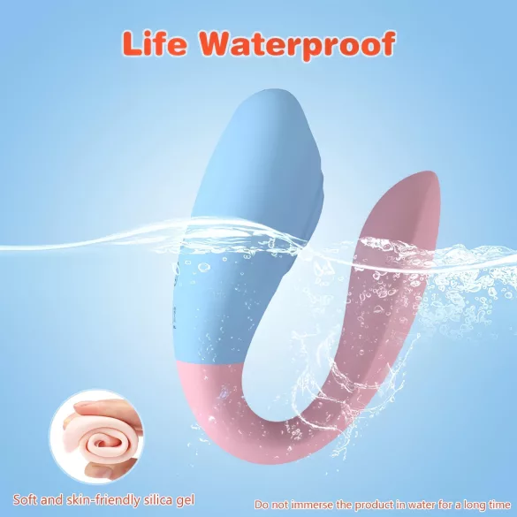 Mrow 03 - vibrador casal recarregável à prova d'água - azul/rosa