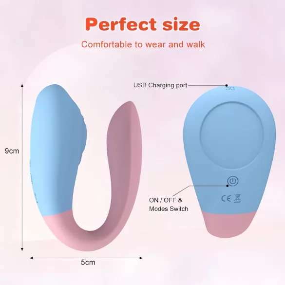 Mrow 03 - vibrador casal recarregável à prova d'água - azul/rosa