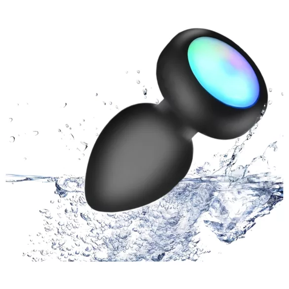 Mrow - vibrador anal com luz e controle remoto - silicone preto