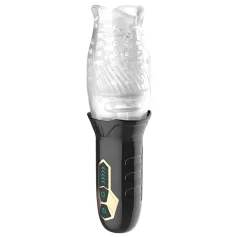   Leopard Bellucci 360 - masturbador rotativo e vibratório (transparente‑preto)