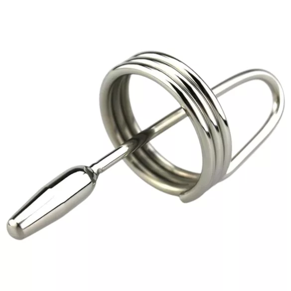 DeepRing - dilatador uretral com anel - metal 9cm prata