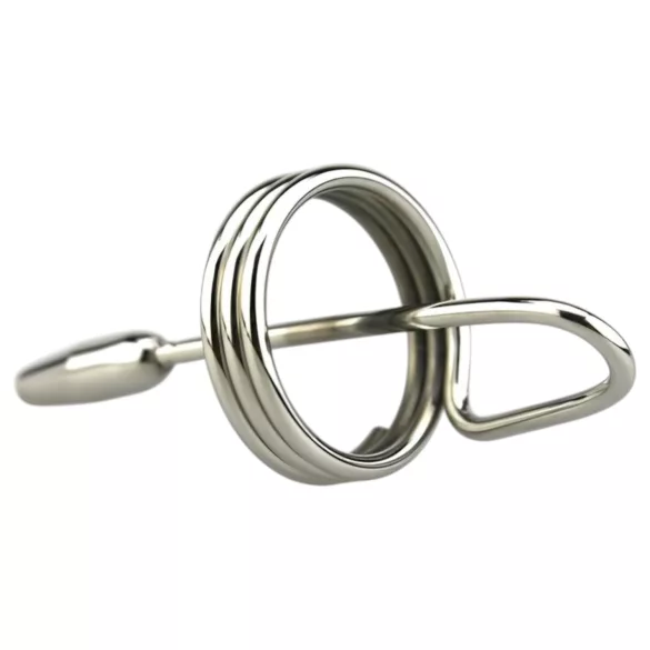 DeepRing - dilatador uretral com anel - metal 9cm prata