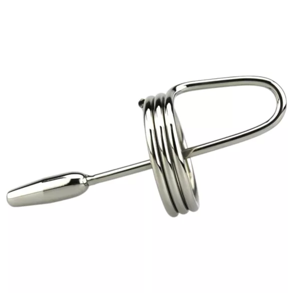 DeepRing - dilatador uretral com anel - metal 9cm prata
