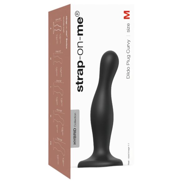 Dildo Curvo M com Ventosa - Preto (Strap-on-me)