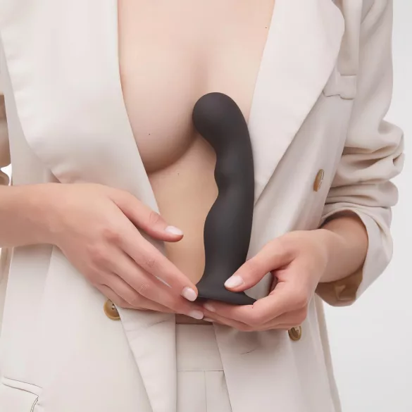 Strap-on-me - dildô com ventosa curvado - silicone preto - tamanho S