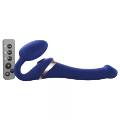   Strap-on-me S - vibrador com ondas de ar e arnês ajustável - (azul)