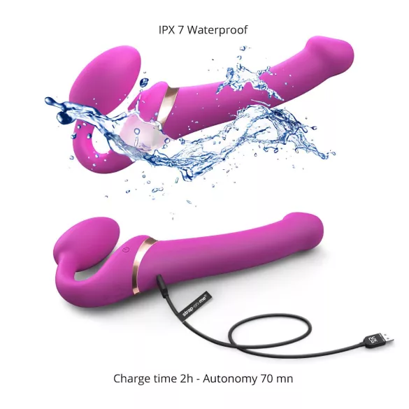 Strap-on-me - vibrador strap-on com ondas de ar - silicone rosa S