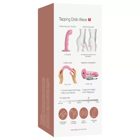 Strap-on-me M - à prova d'água, vibrador pulsante de ponto G (rosa)