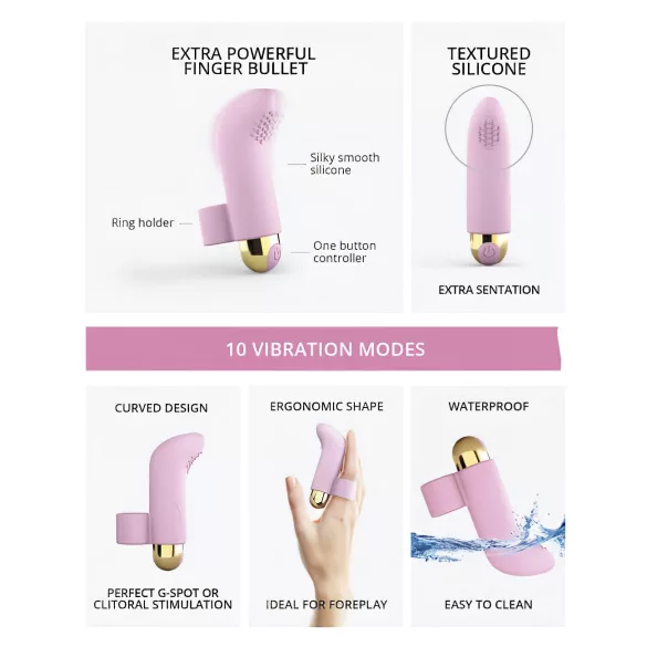 Love to Love - vibrador de dedo recarregável - silicone rosa