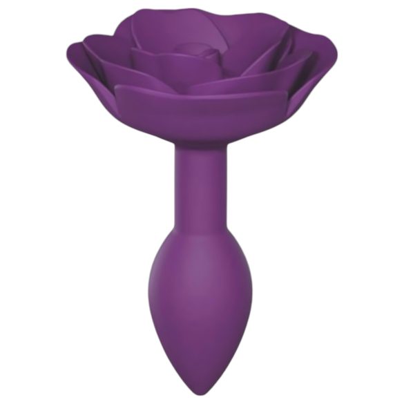 Plug Anal de Silicone com Rosas Abertas - Tamanho S (Roxo)