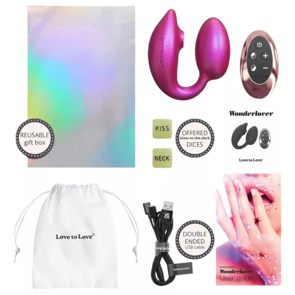 Wonderlover - vibrador ponto G e clitóris (rosa metálico)