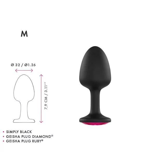 Dorcel - plug anal com pedra rosa - tamanho M - preto