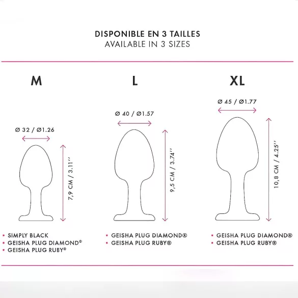 Dorcel - plug anal com pedra rosa - tamanho M - preto