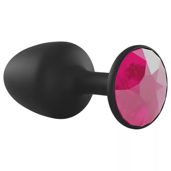 Plug Anal com Pedra Rosa (preto)