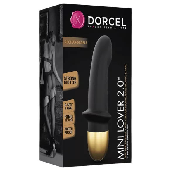 Dorcel Mini Lover 2.0 - vibrador recarregável ponto-G (preto-dourado)