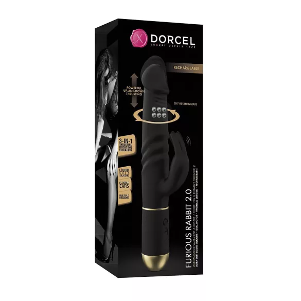 Dorcel - vibrador rabbit com função de impulso e estimulador clitóris - preto