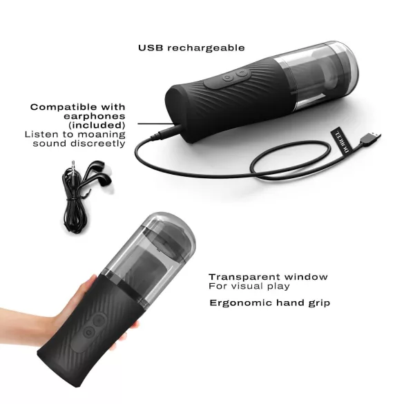 Dorcel Thrust Blow - masturbador automático recarregável - preto